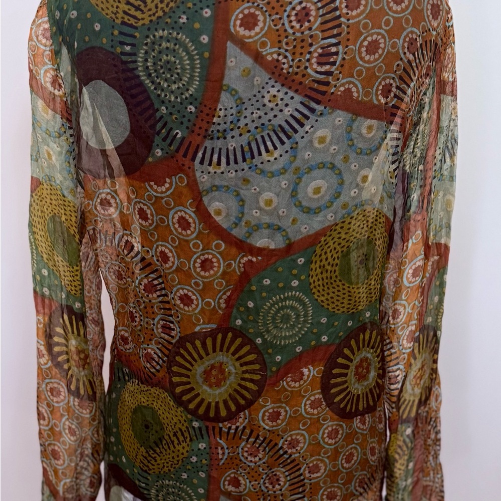 Multicolor Patterned Sheer Women's Top